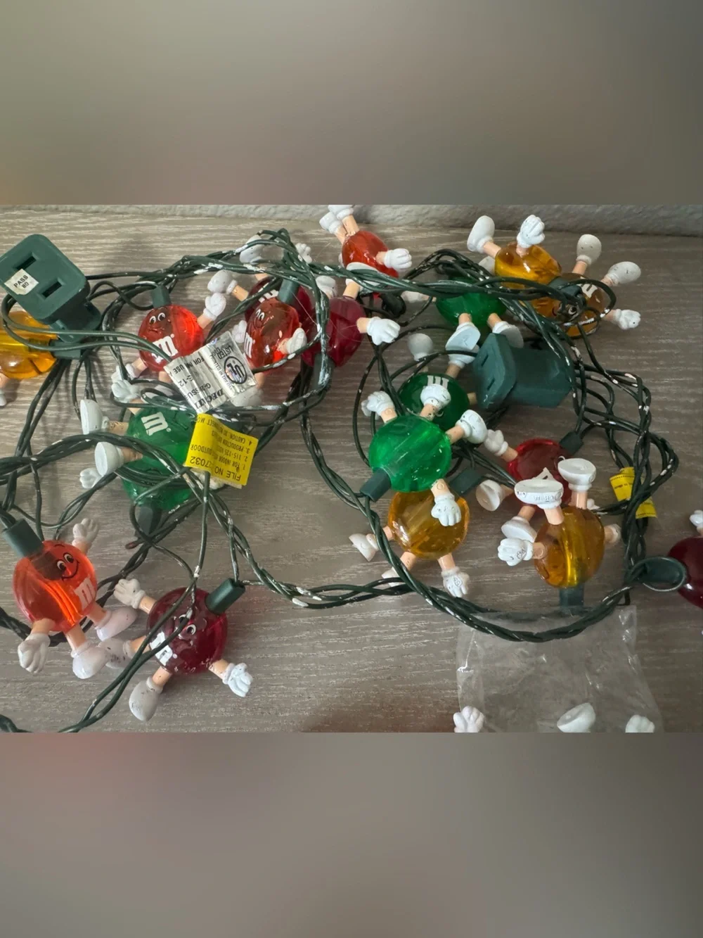 Vintage M&M MM Christmas Happy Lights Miniature String Light Covers 1990s Set 20